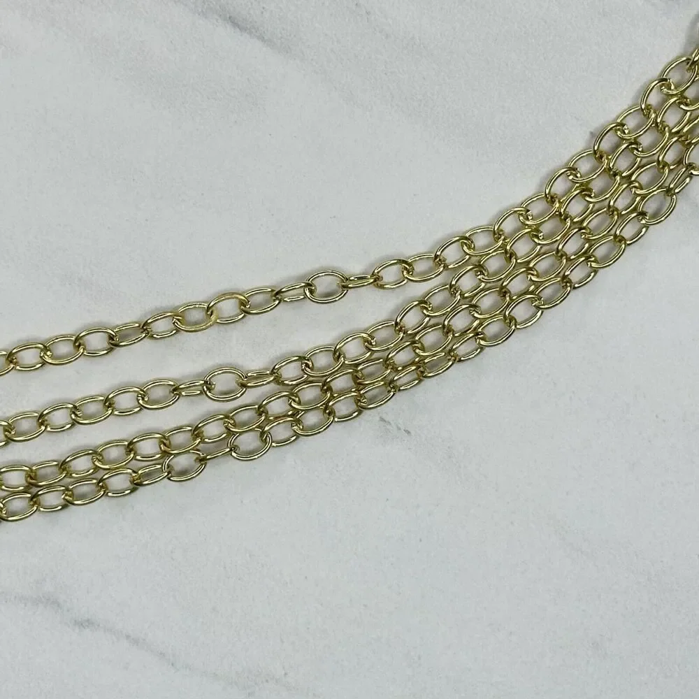 Rainbow Charm Gold and Silver Tone Chain Link Pants Chain